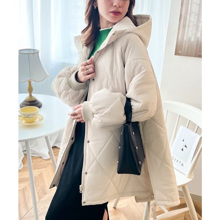 ms+ ideal》冬の指名買い！中綿キルティングボリュームパーカー[品番