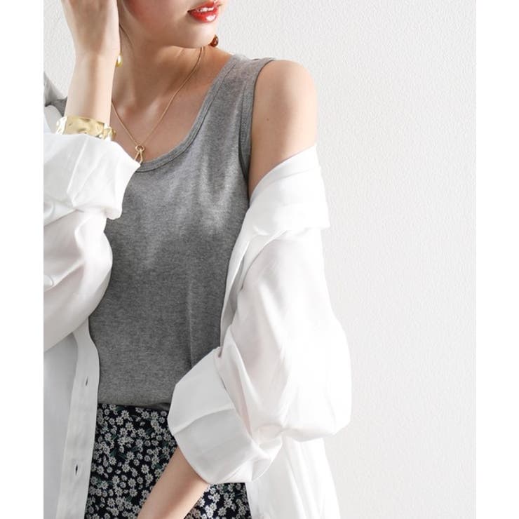 杢グレー | 丸首 綿混 無地ノースリーブタンクトップ | Classical Elf 