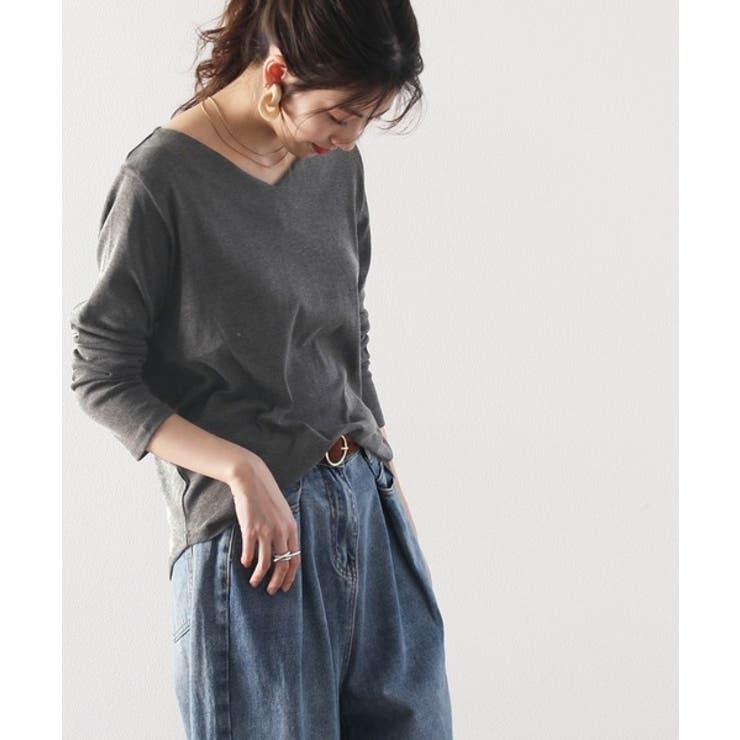 フライスVネックロングスリーブ無地ミドル丈Tシャツ(長袖) | Classical Elf  | 詳細画像35 