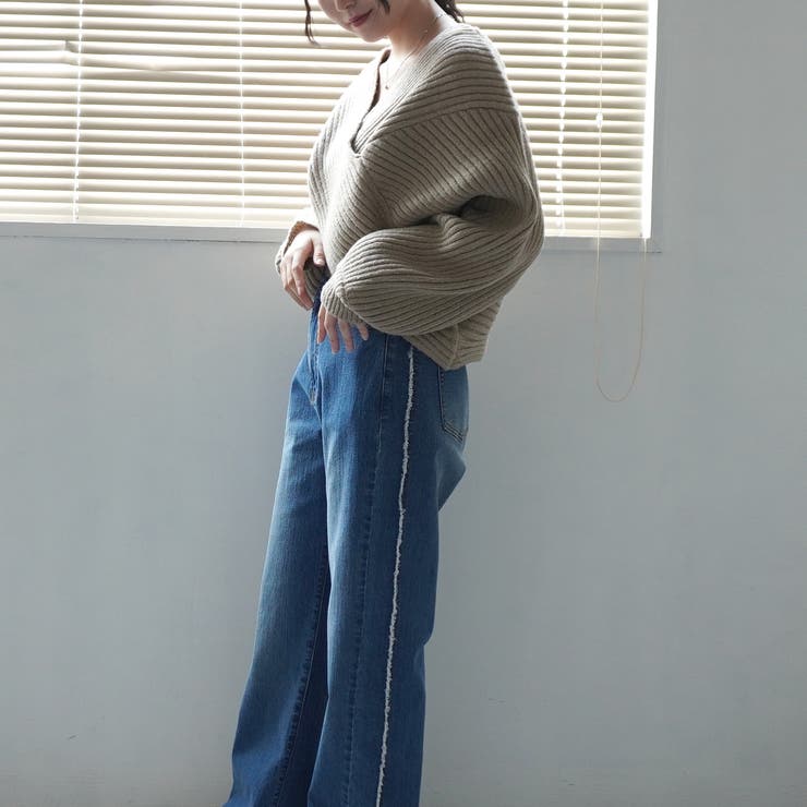 2WAYクロスデザインニット プルオーバー トップス 秋冬 | SELECT LEVERY  | 詳細画像9 