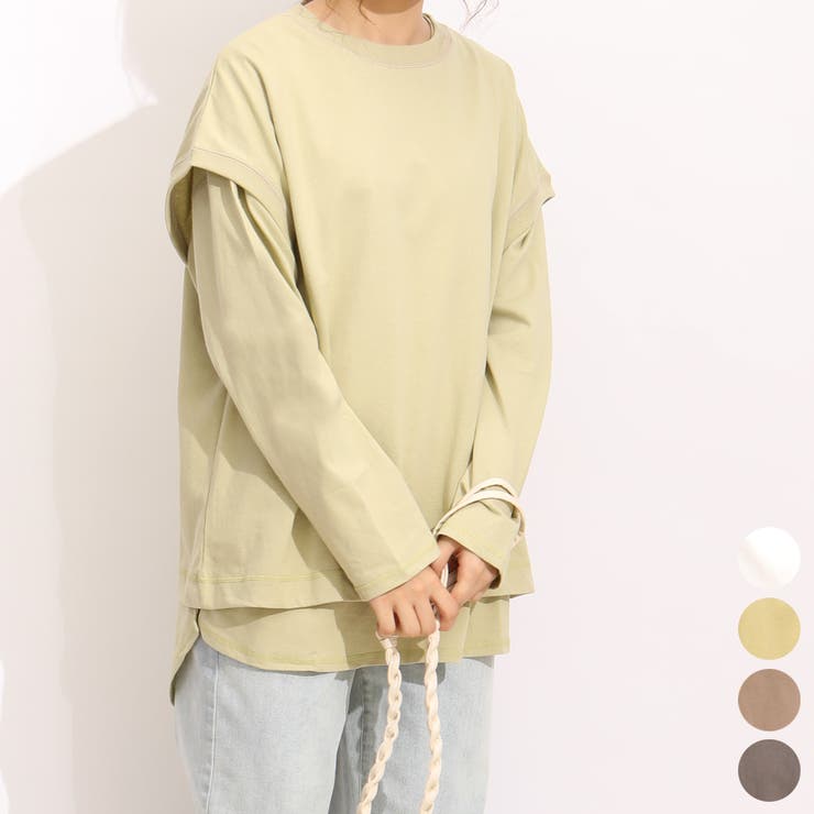 レイヤードトップス セット 配色 Tシャツ カットソー 半袖 長袖 ロング 品番 Stsw Select Levery セレクトリベリー のレディースファッション通販 Shoplist ショップリスト