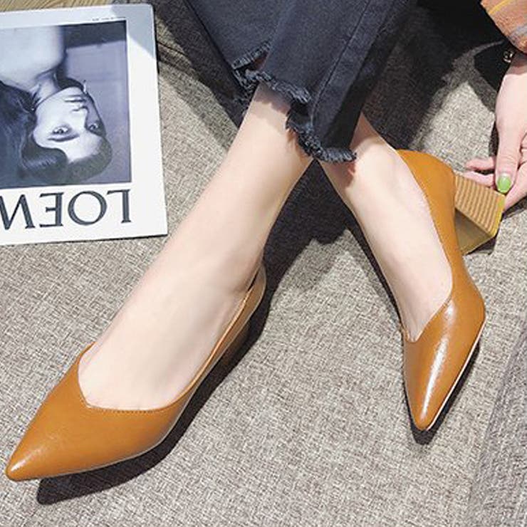 ポインテッドトゥ パンプス 太ヒール ローヒール ヒール Vカット 合皮 品番 Stsw Select Levery セレクトリベリー のレディースファッション通販 Shoplist ショップリスト