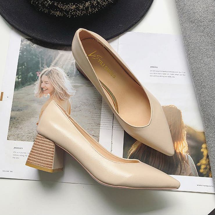 ポインテッドトゥ パンプス 太ヒール ローヒール ヒール Vカット 合皮 品番 Stsw Select Levery セレクトリベリー のレディースファッション通販 Shoplist ショップリスト