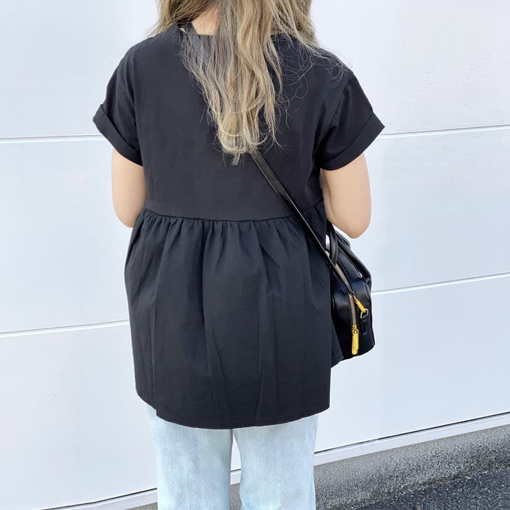 天竺 異素材 組み合わせ プルオーバー Tシャツ フレア カットソー 半袖 品番 Stsw Select Levery セレクトリベリー のレディースファッション通販 Shoplist ショップリスト