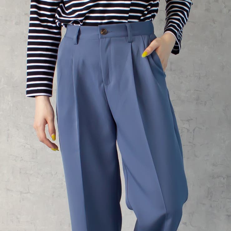 24ss OUTIL アシンメトリー トラウザー ワンタック ツータック パンツ crewre online shop / アシンメトリーツータックパンツ