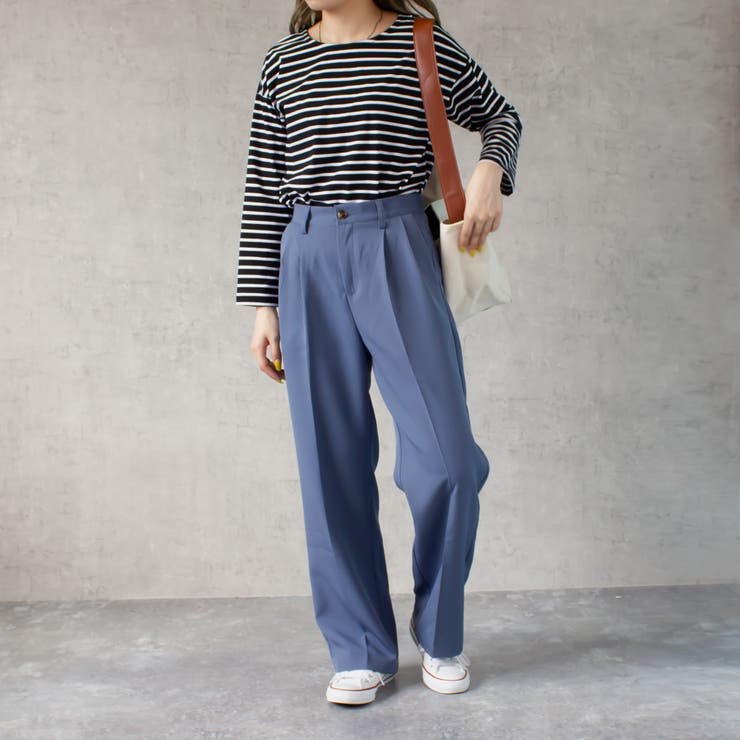 24ss OUTIL アシンメトリー トラウザー ワンタック ツータック パンツ crewre online shop / アシンメトリーツータックパンツ