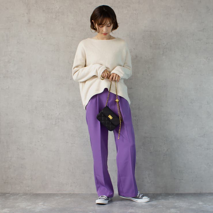 カラー ツータック スラックスパンツ スラックス トラウザー