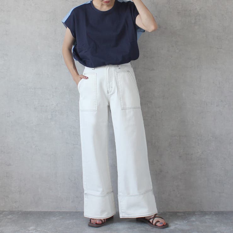 配色 ステッチ ワイドデニム | SELECT LEVERY  | 詳細画像4 