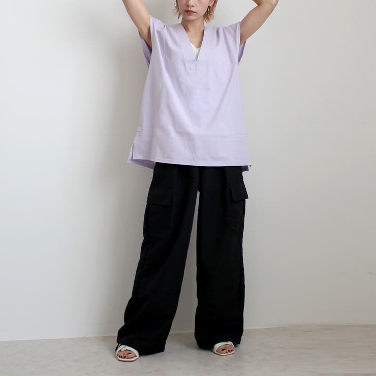 ブラック | 裾リボン カーゴパンツ パンツ ボトムス ワイドパンツ オールシーズン | SELECT LEVERY 