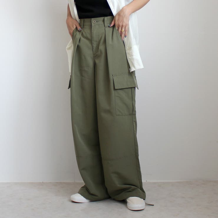 ＊POPPY＊ギャザーリボンカーゴパンツ　L Gather ribbon cargo pants (black) – POPPY