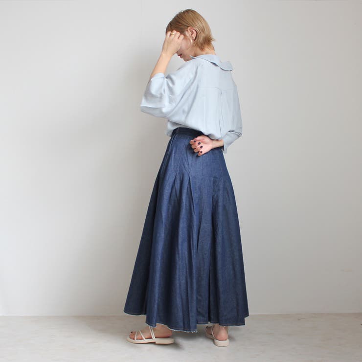 cocoa ★ Aveniretoile★デニムタックフレアスカート36号 cocoa 様専用☆ Aveniretoile☆デニムタックフレアスカート36号