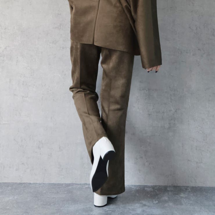 フェイクスエードセミフレアパンツ ボトムス スリット ロング 秋冬 春 | SELECT LEVERY  | 詳細画像16 