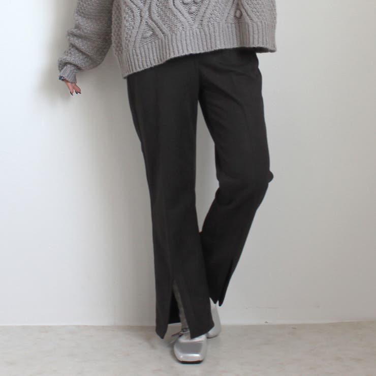 フェイクスエードセミフレアパンツ ボトムス スリット ロング 秋冬 春 | SELECT LEVERY  | 詳細画像22 