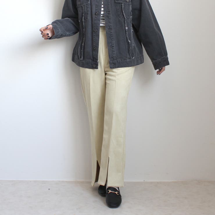 フェイクスエードセミフレアパンツ ボトムス スリット ロング 秋冬 春 | SELECT LEVERY  | 詳細画像11 