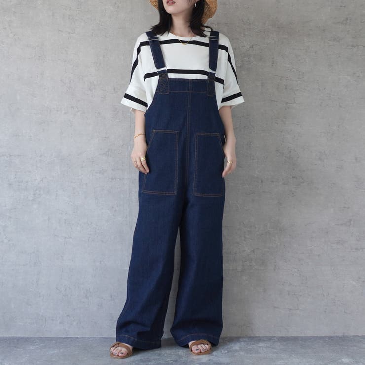 ワンウォッシュ | 配色ステッチベイカーサロペット パンツ ロングシーズン 春夏 秋冬  | SELECT LEVERY 