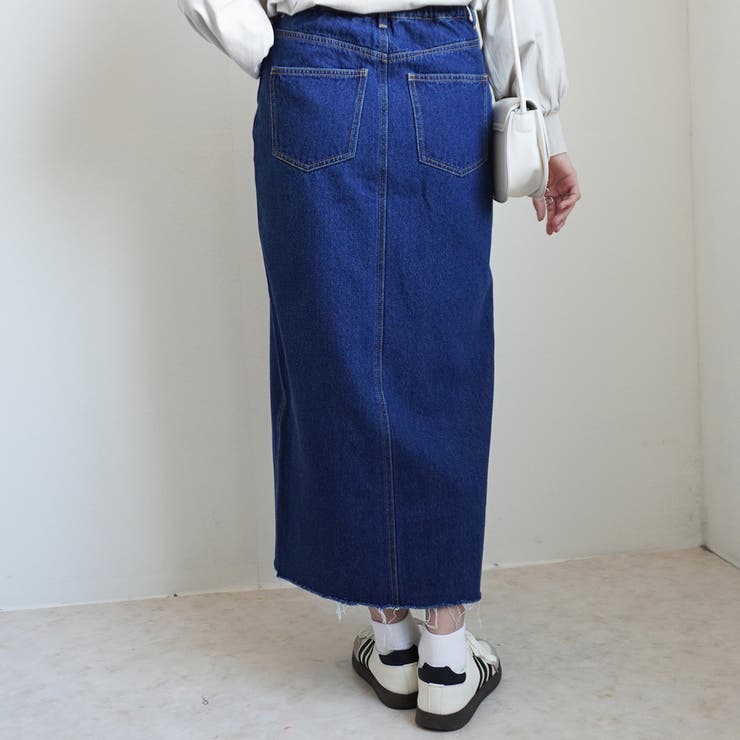 ロングデニムスカート スリット ロングスカート[品番