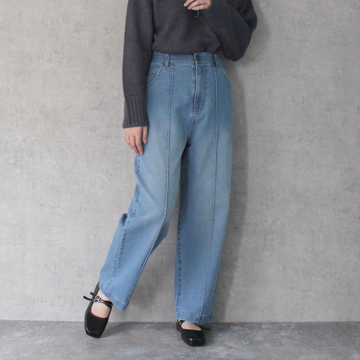 EMMA ぎこちない CLOTHES セミワイドストレートデニム カットオフ