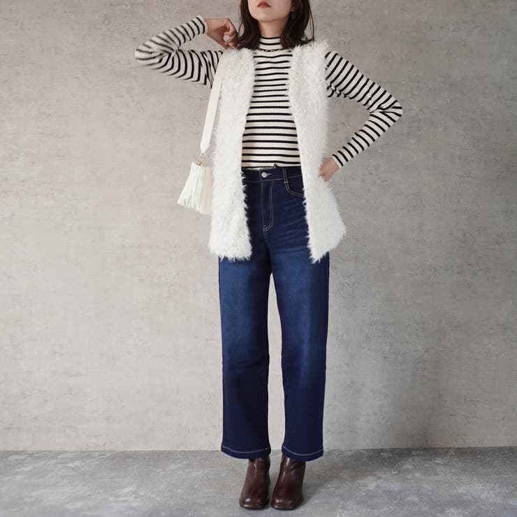 裏起毛ワイドパンツ デニム ストレッチ ボトムス 秋冬 | SELECT LEVERY  | 詳細画像8 