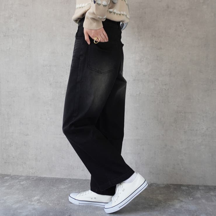 裏起毛ワイドパンツ デニム ストレッチ ボトムス 秋冬 | SELECT LEVERY  | 詳細画像13 