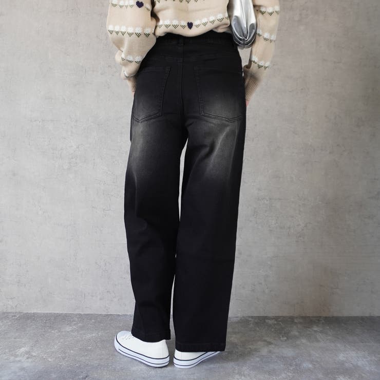 裏起毛ワイドパンツ デニム ストレッチ ボトムス 秋冬 | SELECT LEVERY  | 詳細画像14 