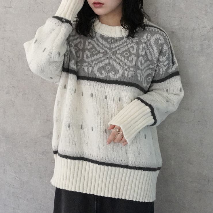 オフ | ノルディック柄ニット プルオーバー トップス 長袖 秋冬 | SELECT LEVERY 
