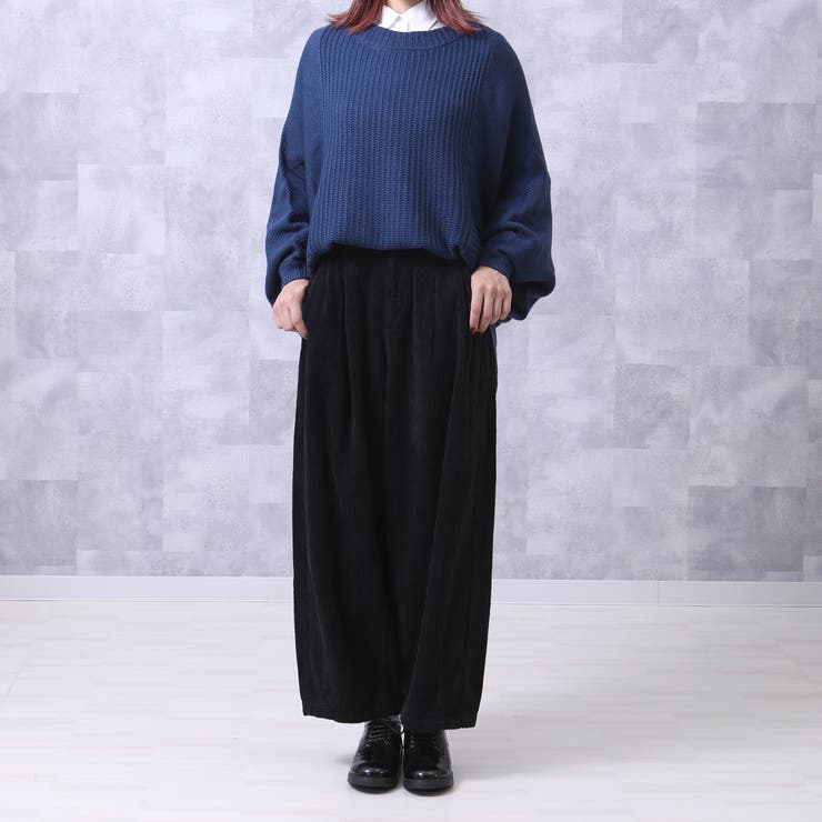 ブラック | 秋冬 太コール サーカスパンツ | SELECT LEVERY 