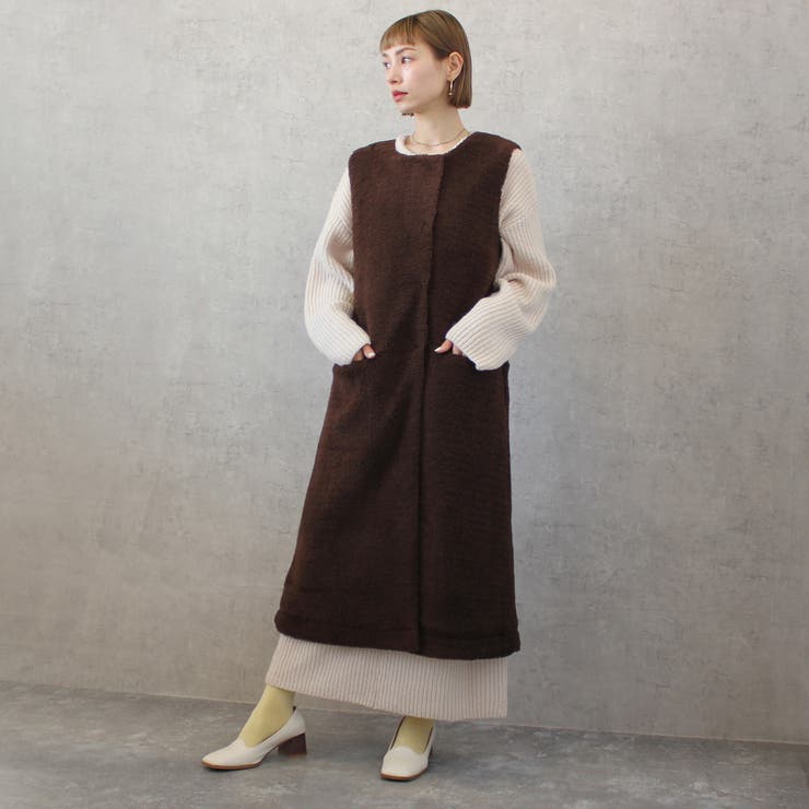 オーバー　ロング　ジレ　ジャケット　アイボリー Chico（チコ）の「トレンチ風オーバーロングコート（その他