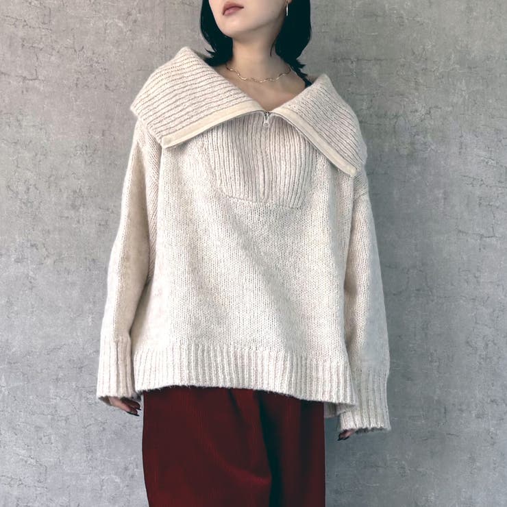 ミックス ニット ジッパー付き ハイネック トップス セーター 長袖 秋冬[品番：STSW0000867]｜SELECT LEVERY  （セレクトリベリー）のレディースファッション通販｜SHOPLIST（ショップリスト）