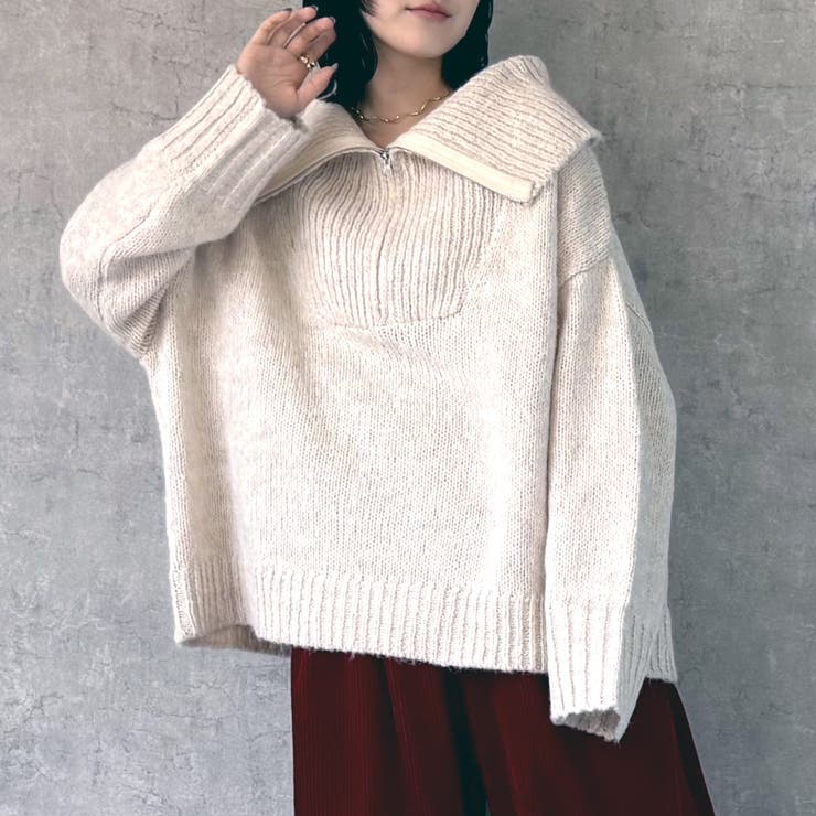 ミックス ニット ジッパー付き ハイネック トップス セーター 長袖 秋冬[品番：STSW0000867]｜SELECT LEVERY  （セレクトリベリー）のレディースファッション通販｜SHOPLIST（ショップリスト）
