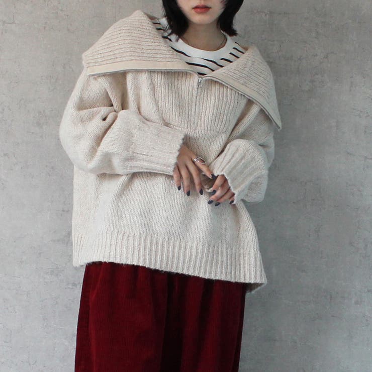 ミックス ニット ジッパー付き ハイネック トップス セーター 長袖 秋冬[品番：STSW0000867]｜SELECT LEVERY  （セレクトリベリー）のレディースファッション通販｜SHOPLIST（ショップリスト）