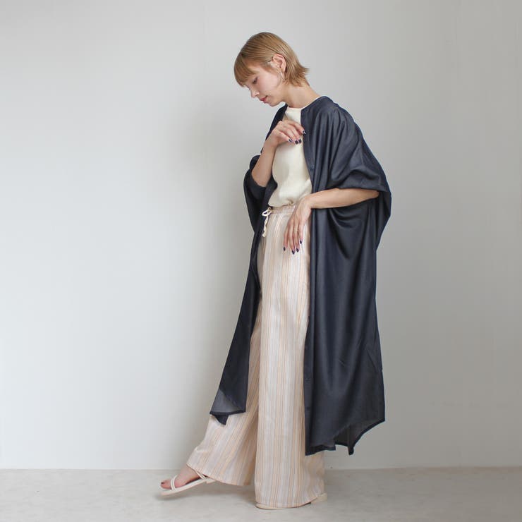 長袖 ダンガリー ドルマン シャツ ワンピース ロングシャツ 春夏