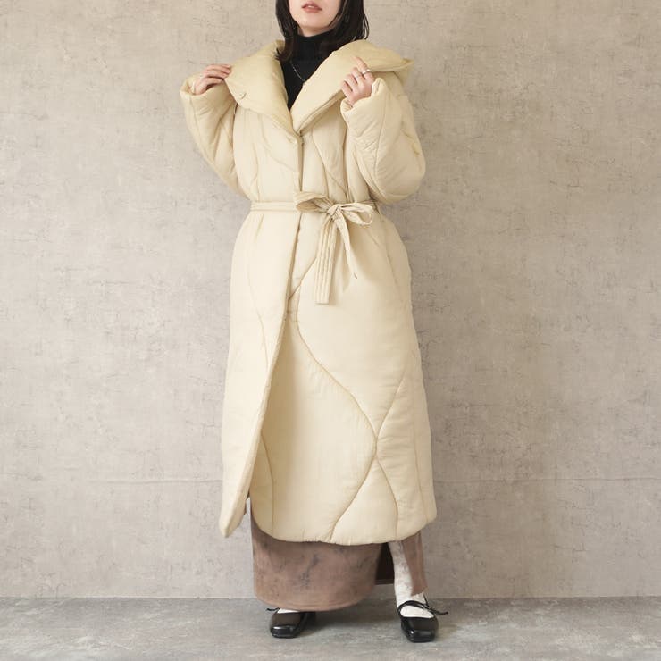 アイボリー | ウェーブステッチパデットコート アウター 長袖 防寒 秋冬 | SELECT LEVERY 