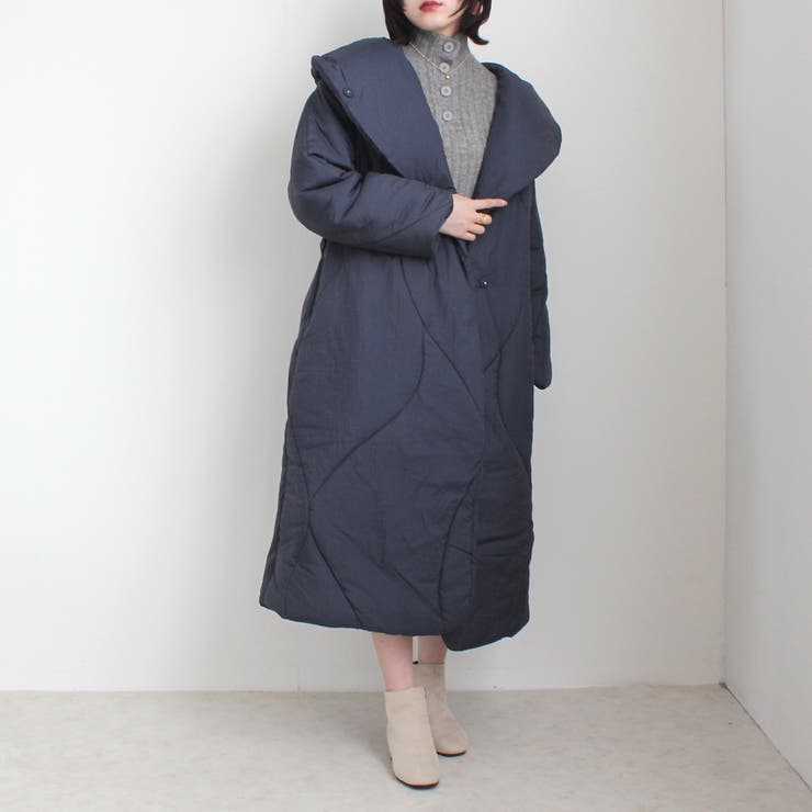 ネイビー | ウェーブステッチパデットコート アウター 長袖 防寒 秋冬 | SELECT LEVERY 