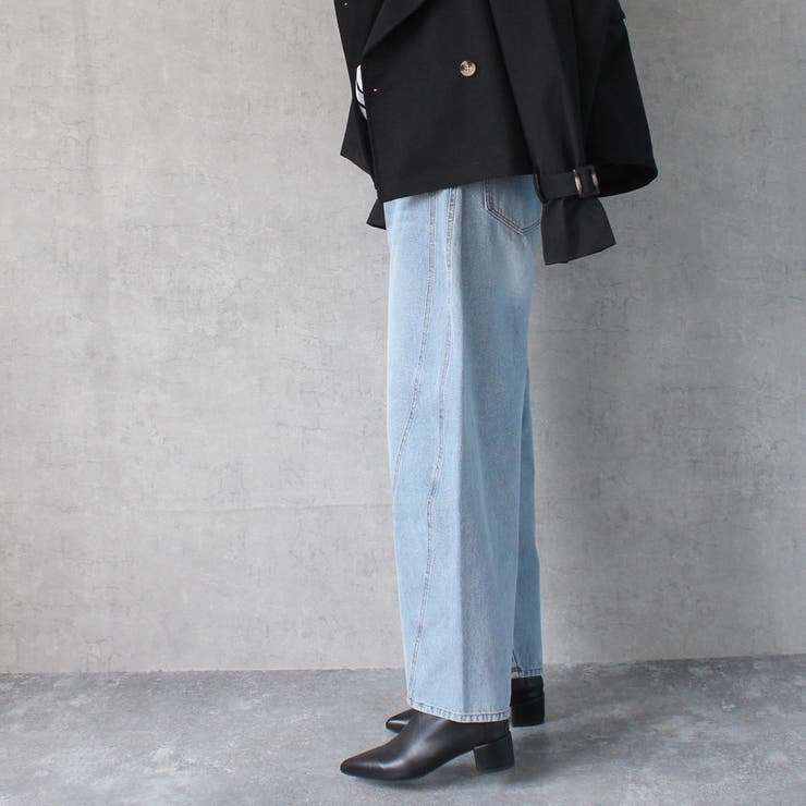 立体切り替えバルーンデニムパンツ ブラスト加工 カーブパンツ 立体切り替えバルーンデニムパンツ ブラスト加工 カーブパンツ