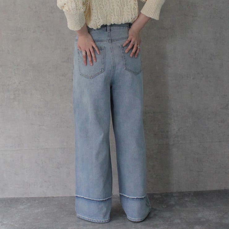 クラッシュダメージ加工 リメイク風デニムワイドパンツ ボトムス | SELECT LEVERY  | 詳細画像7 