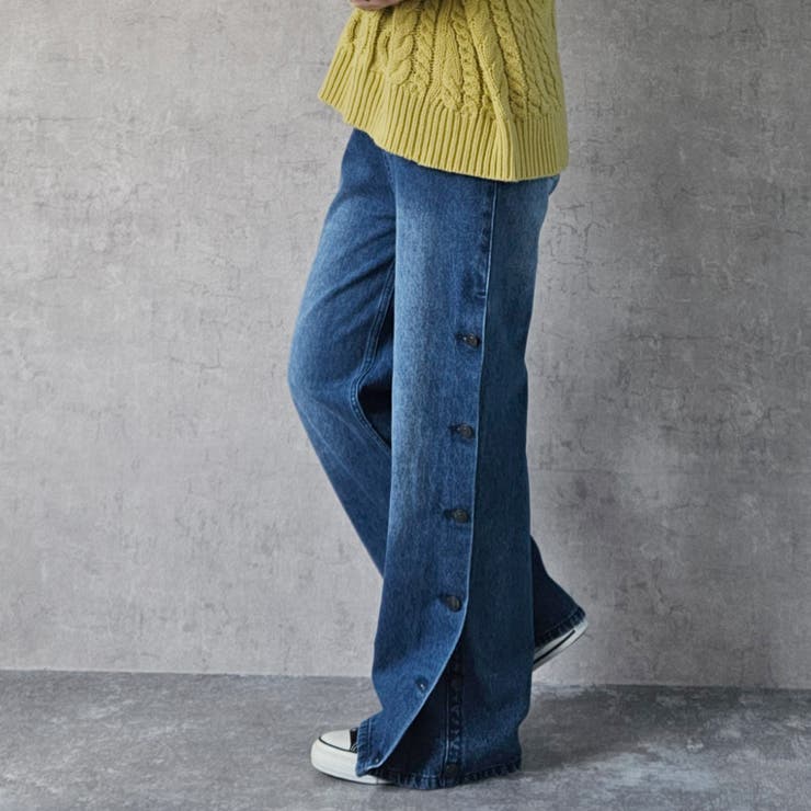 サイドボタンデニムワイドパンツ ロングパンツ ボトムス[品番：STSW0001270]｜SELECT LEVERY  （セレクトリベリー）のレディースファッション通販｜SHOPLIST（ショップリスト）