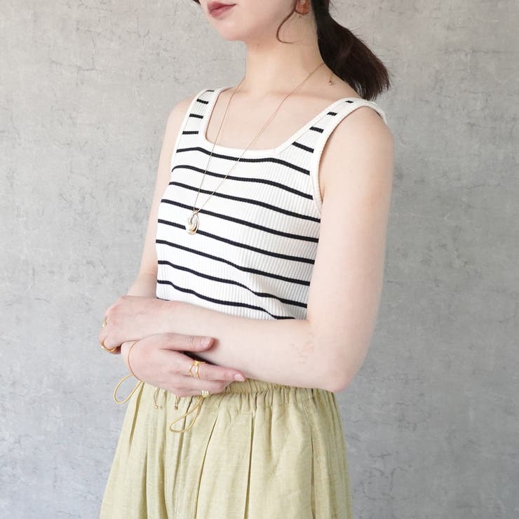 2wayリブスクエアネックタンクトップ キャミソール ノースリーブ インナー | SELECT LEVERY  | 詳細画像3 