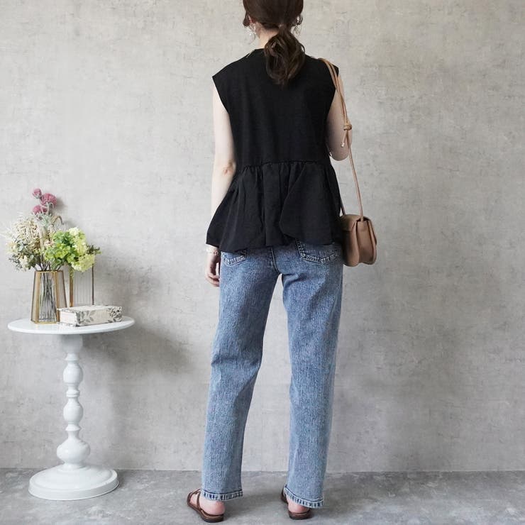 シルクタッチ接触冷感異素材ペプラムバルーンTシャツ ノースリーブTシャツ | SELECT LEVERY  | 詳細画像14 