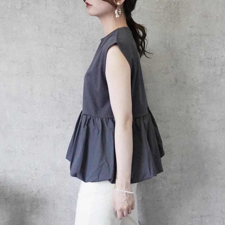 シルクタッチ接触冷感異素材ペプラムバルーンTシャツ ノースリーブTシャツ | SELECT LEVERY  | 詳細画像8 