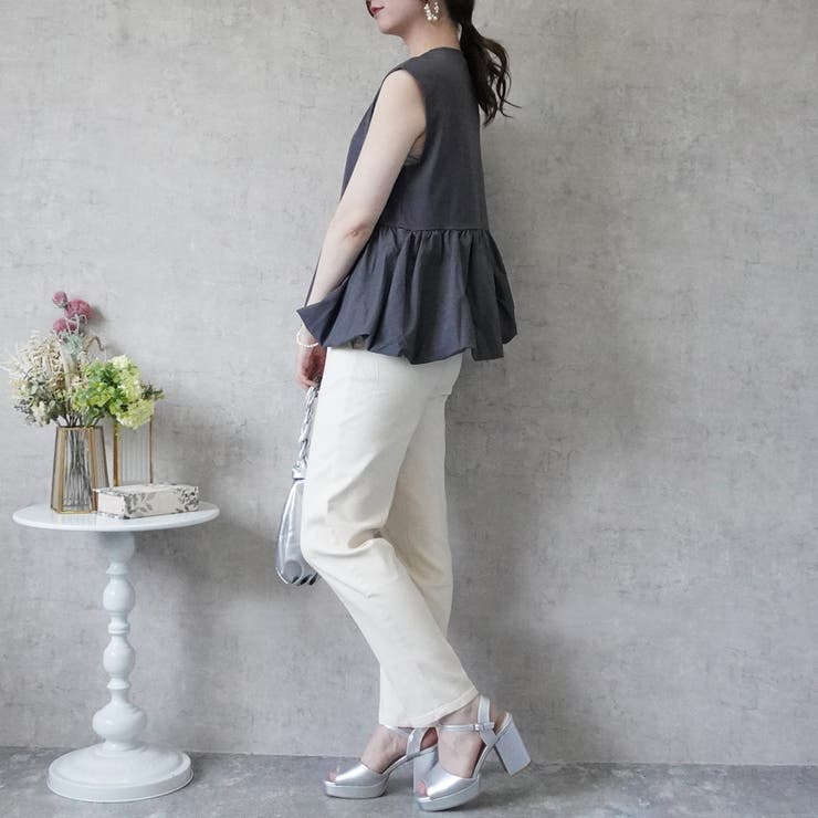 シルクタッチ接触冷感異素材ペプラムバルーンTシャツ ノースリーブTシャツ | SELECT LEVERY  | 詳細画像9 