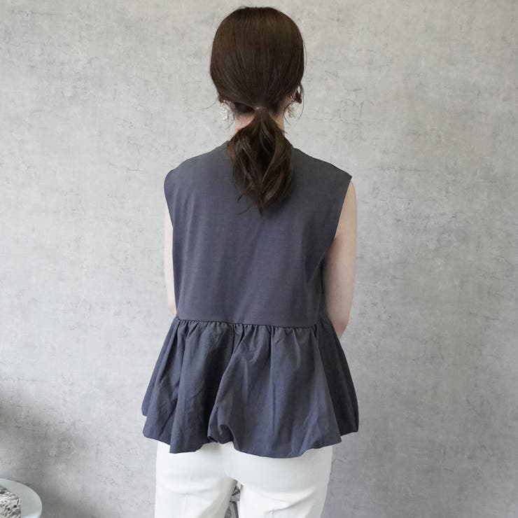 シルクタッチ接触冷感異素材ペプラムバルーンTシャツ ノースリーブTシャツ | SELECT LEVERY  | 詳細画像10 