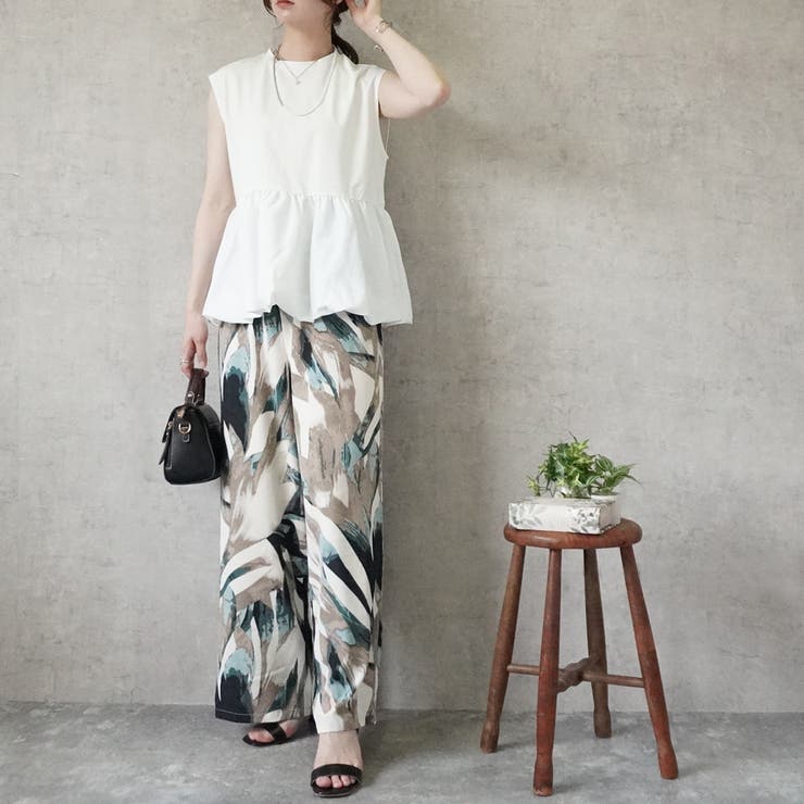 シルクタッチ接触冷感異素材ペプラムバルーンTシャツ ノースリーブTシャツ | SELECT LEVERY  | 詳細画像4 