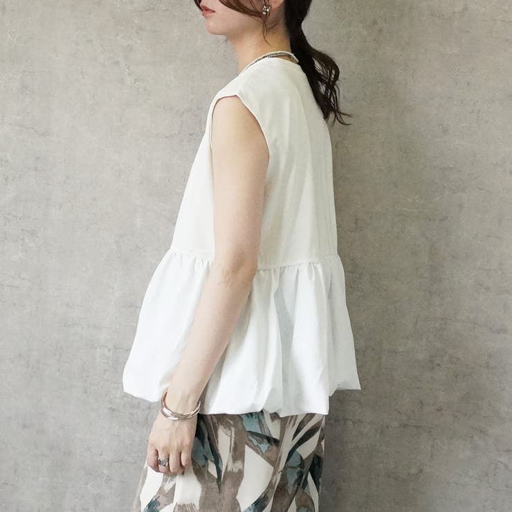 シルクタッチ接触冷感異素材ペプラムバルーンTシャツ ノースリーブTシャツ | SELECT LEVERY  | 詳細画像5 