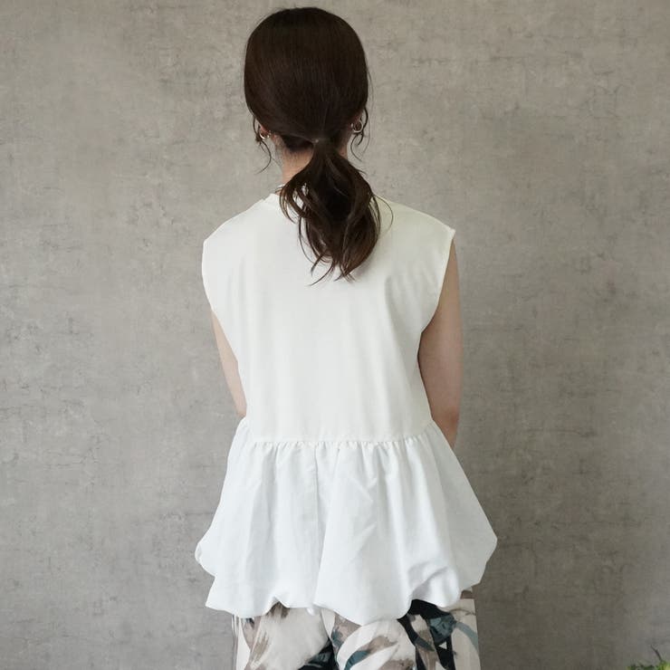 シルクタッチ接触冷感異素材ペプラムバルーンTシャツ ノースリーブTシャツ | SELECT LEVERY  | 詳細画像6 