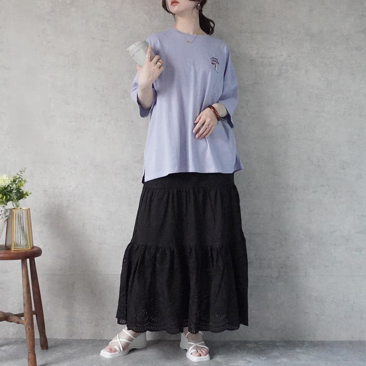 カットワークスカラップ刺繍ロングスカート 吸水速乾 通気性 インド綿 ポケット | SELECT LEVERY  | 詳細画像11 