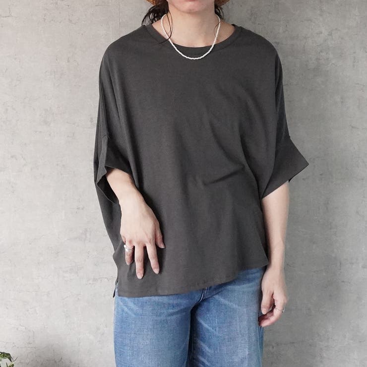 022.チャコール | ドルマンTシャツ 半袖 カットソー 天竺 トップス  | SELECT LEVERY 