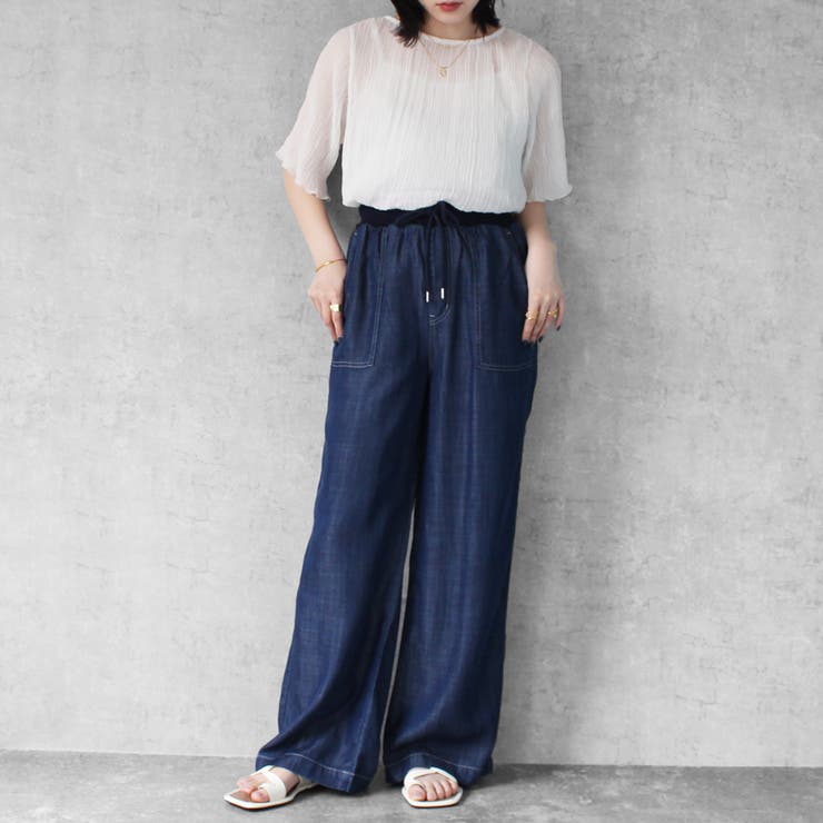 ウエストリブベイカーワイドパンツ なめらか 再生繊維セルロース エコ | SELECT LEVERY  | 詳細画像20 