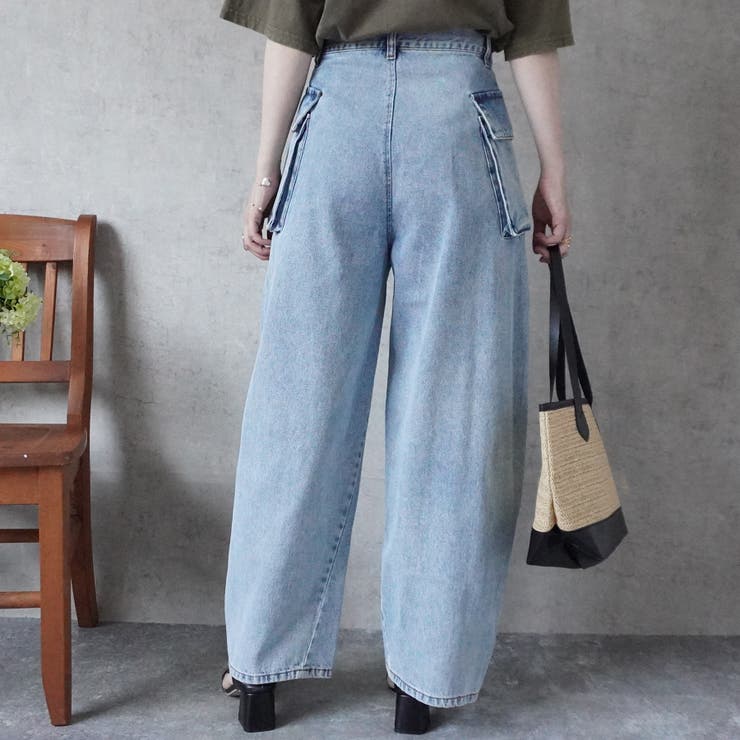 デニムミリタリーパンツ カーゴパンツ ワイドパンツ ロングパンツ | SELECT LEVERY  | 詳細画像5 