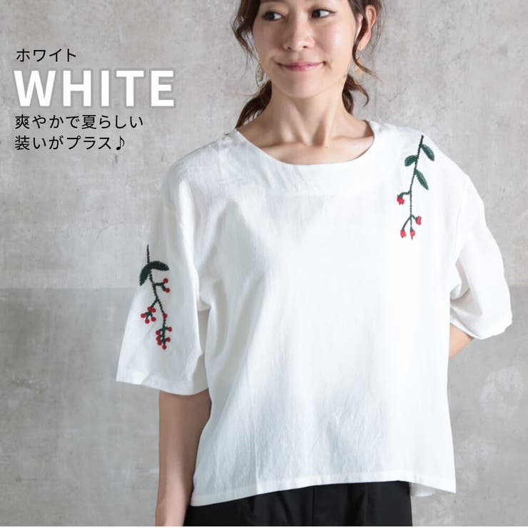 M～2L 半袖 五分丈ブラウス | CLOVERDEPOT | 詳細画像10 