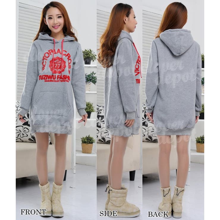 フード付き セレブ風 パーカーワンピ | CLOVERDEPOT | 詳細画像4